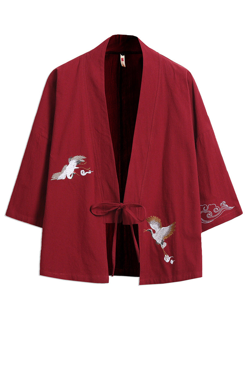 Mens Chinese Hanfu Taoist Robe Retro Kimono Jacket Trendy Top