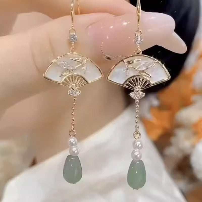 Fan-Shaped Tassel Earrings | New Chinese Style Ancient High-End Accessory