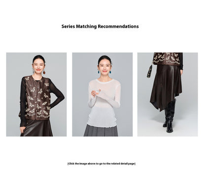 Autumn High-Waist Leather Slit Skirt for Women