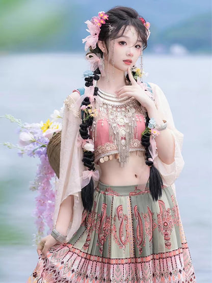 Spring Summer Fairy Costume — Peach Blossom Ethnic Hanfu Set