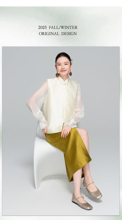 Layered Sleeveless Vest with Side Slit for Women