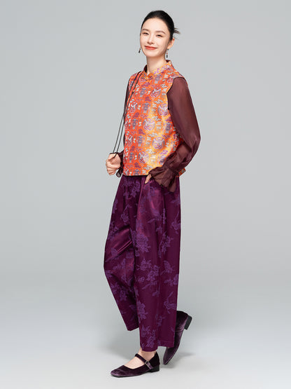 High-End Elegant Jacquard Slimming Loose Pants for Women