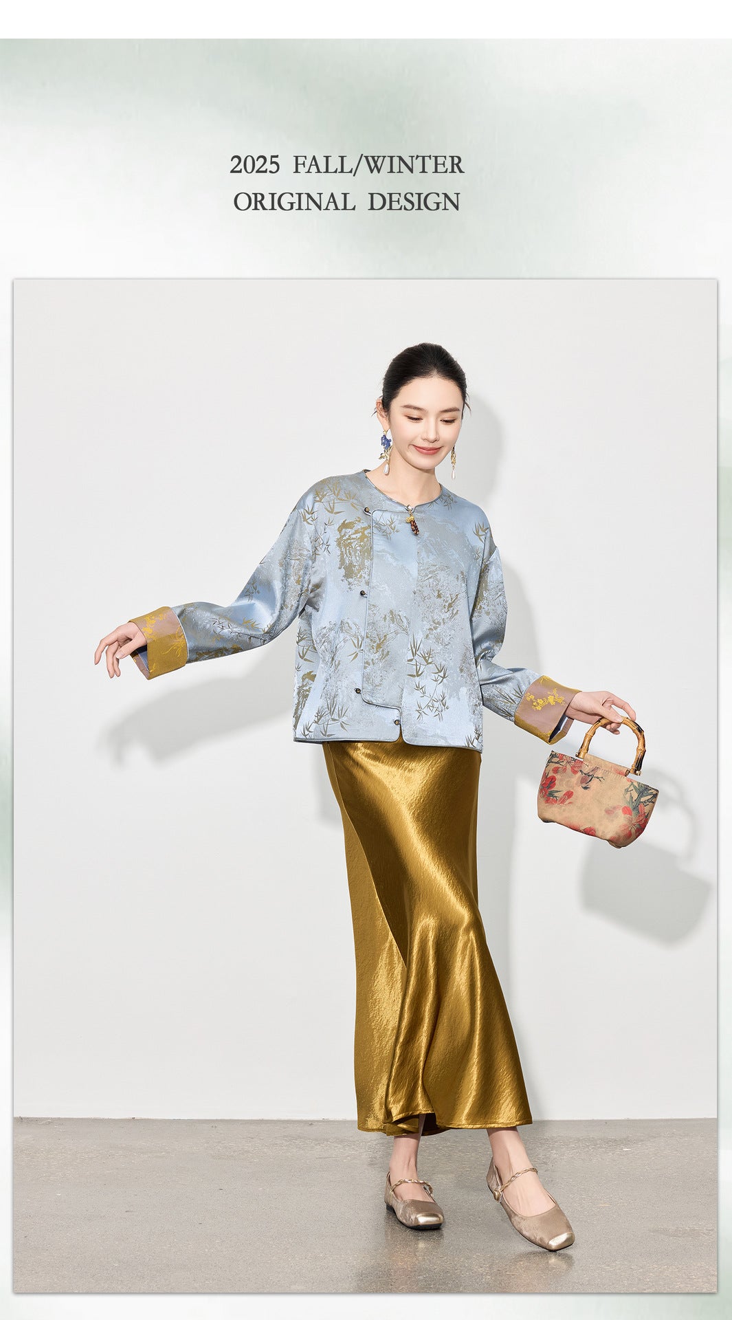 High-End Elegant Jacquard Long Sleeve Top