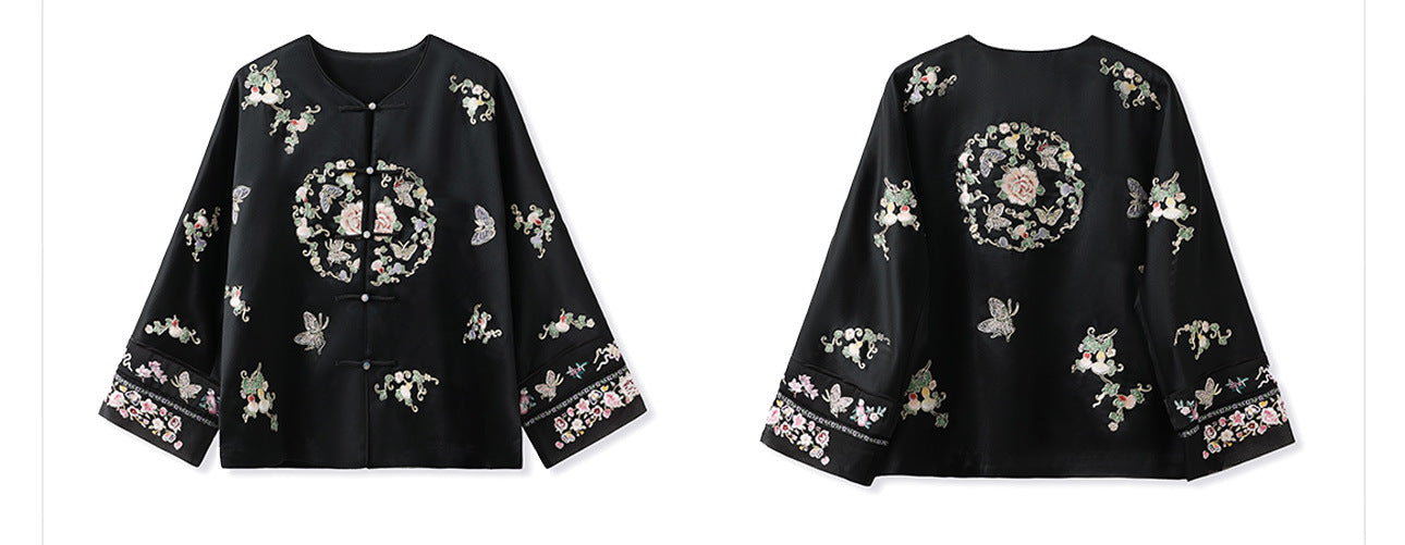 2026 Autumn New Chinese Style Printed Embroidered Acetate Coat for Women