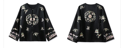 2026 Autumn New Chinese Style Printed Embroidered Acetate Coat for Women