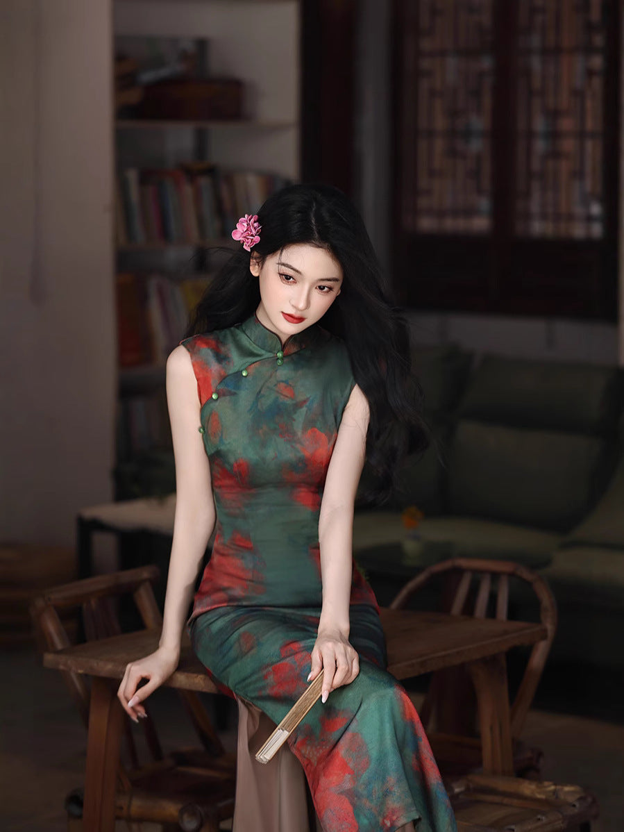 Tipsy Rose Sleeveless Cheongsam – Elegant Youth Slim Dress