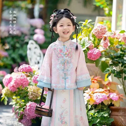 Girls’ Spring Autumn Hanfu | Ancient Style Ming Dynasty Mamian Skirt Set