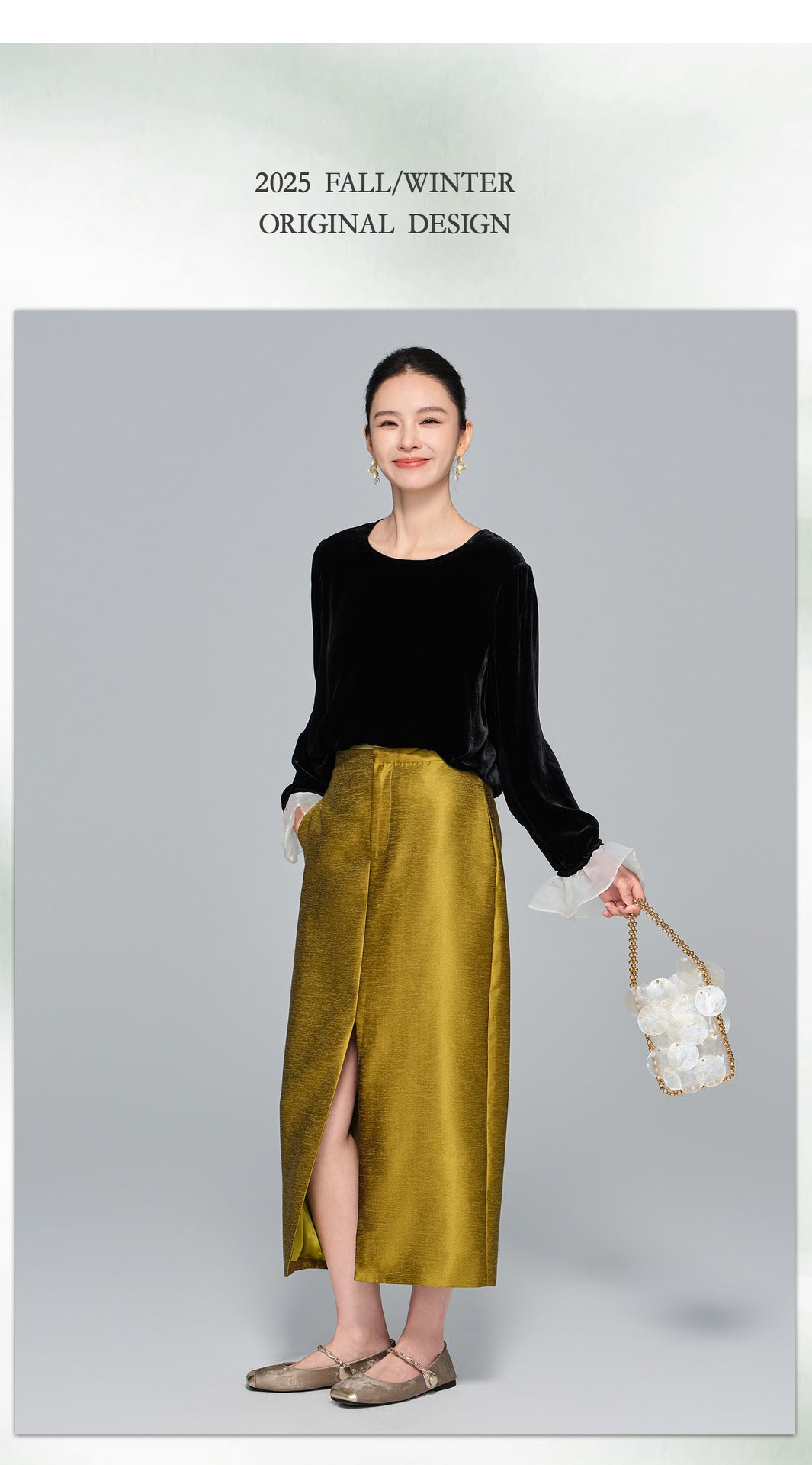 Slimming High-Waist Midi Skirt with Side Split for Women