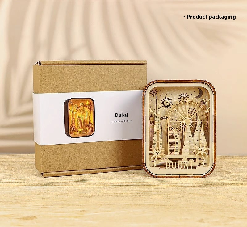 3D London City Wood Carving Lamp Night Light Mid-Autumn Gift