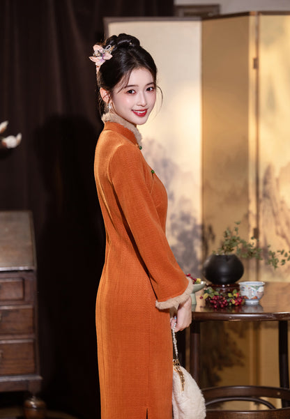 2025 New Thickened Cheongsam – Elegant Warm Daily Chinese Dress