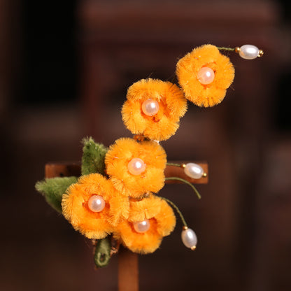 Hanfu Hairpin Osmanthus Clip Side Hair Accessory Chinese Vintage Autumn Winter