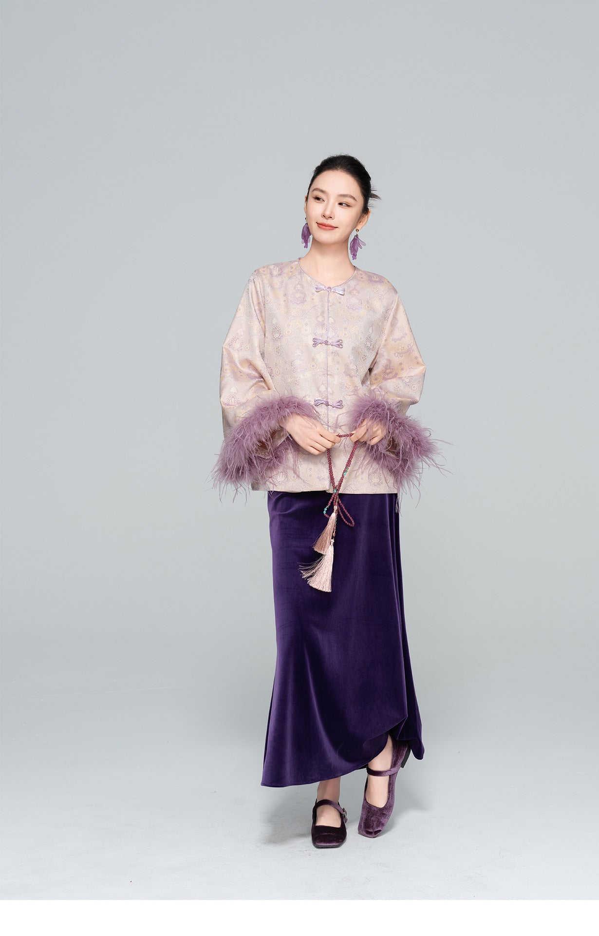 Autumn High-Waisted Long Velvet Skirt for Women