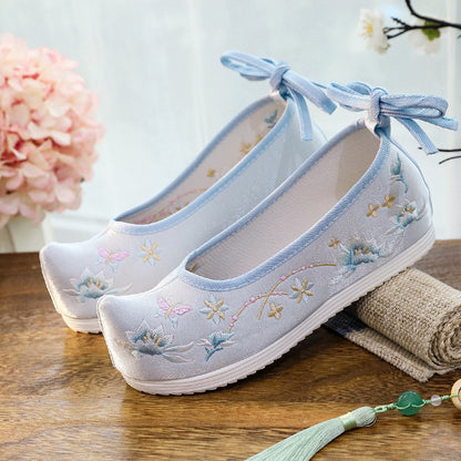 Hanfu Compatible Shoes — Inner Lift Embroidered High Heels for Women