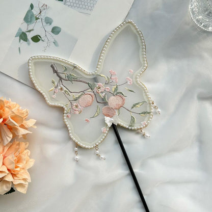 Ancient Style Tassel Round Fan — Hanfu Dance Fan for Adults & Kids