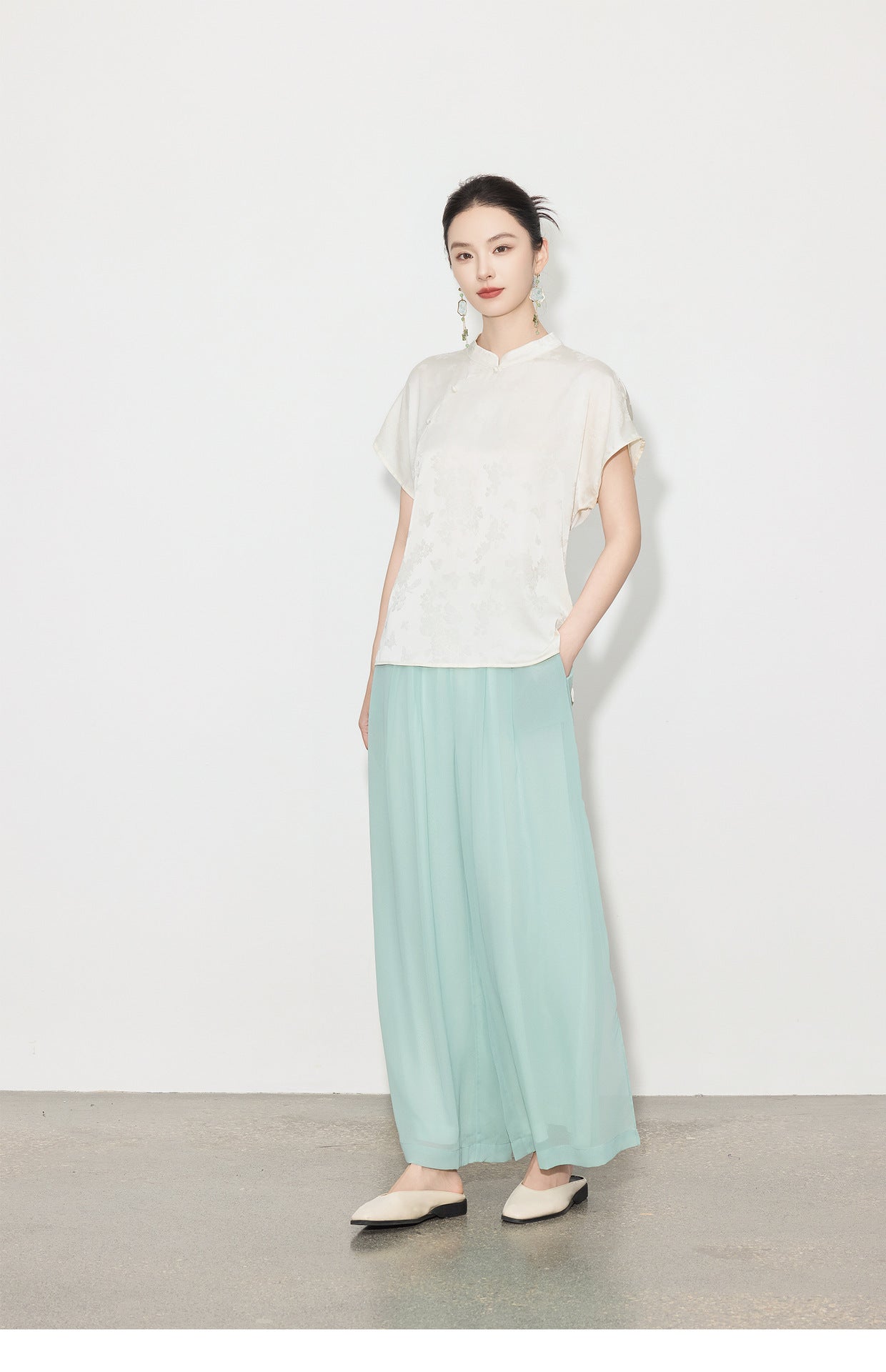 High-Waist Wide-Leg Draped Pants for Women