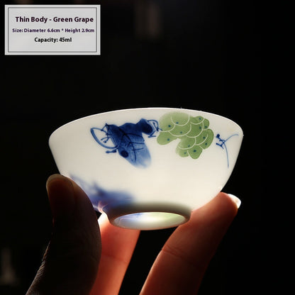 Hand-Painted Blue and White Porcelain Master Tea Cup Jingdezhen