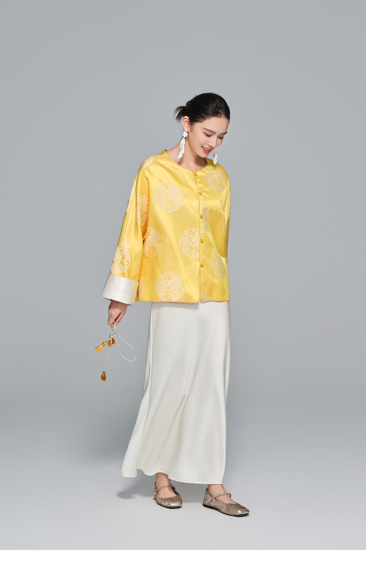 Light Mulberry Silk Jacquard Jacket for Women