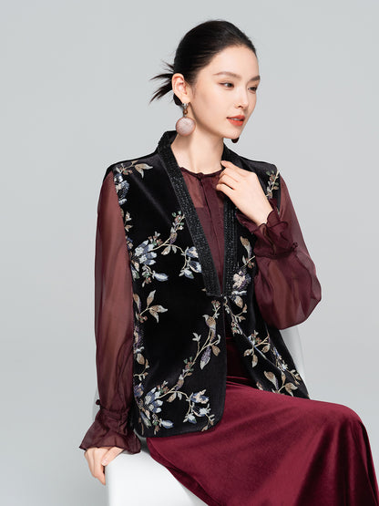 Sophisticated Heavy Embroidery Sequin Vest