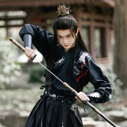 Men's Black Hanfu Wei Jin Swordsman Style Ancient Chinese Outfit