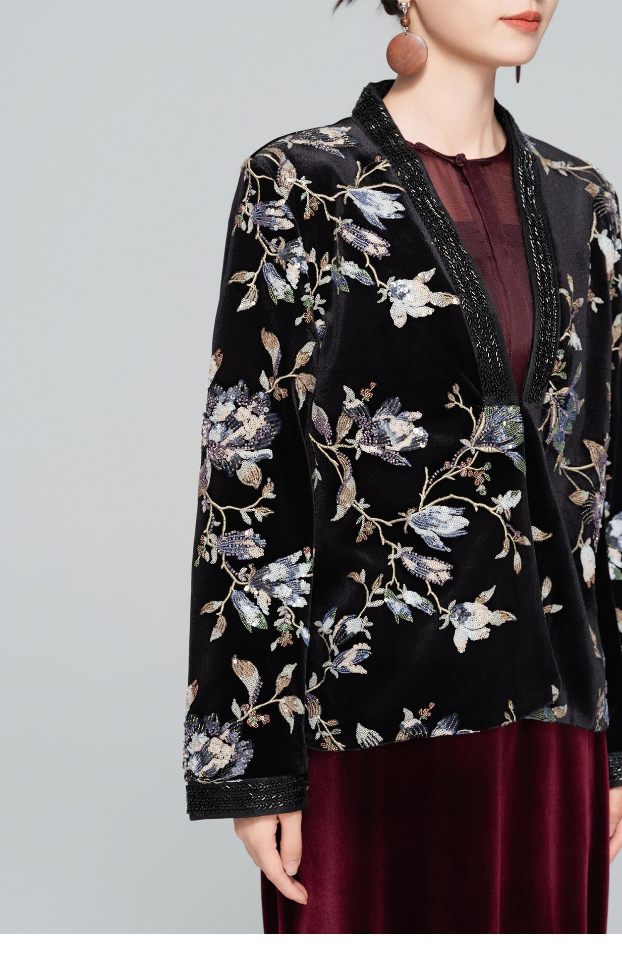 Elegant Loose Retro Sequin Jacket for Women