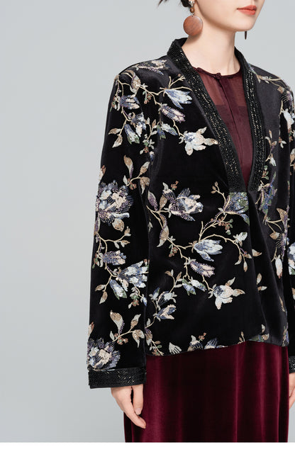 Elegant Loose Retro Sequin Jacket for Women