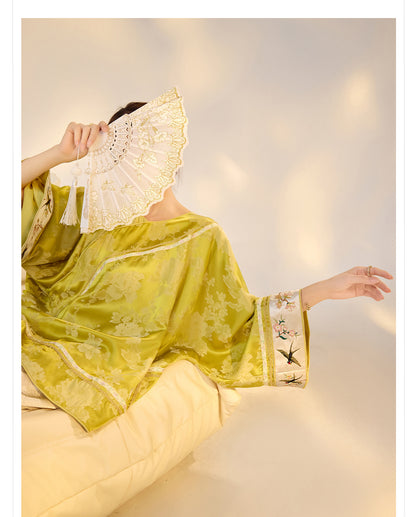 Elegant Yellow Jacquard Rayon Shirt New Chinese Style Top 2026