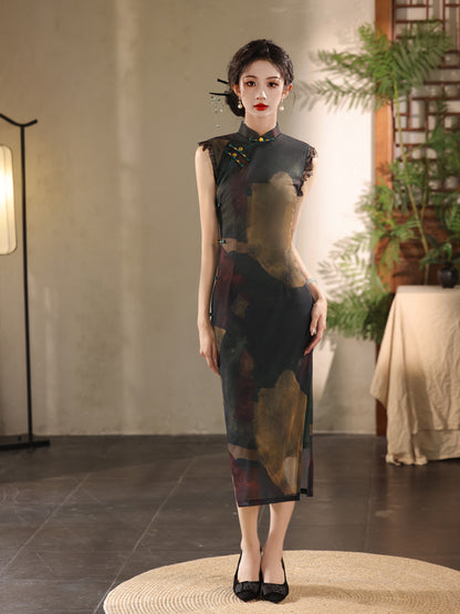 Elegant Youth Cheongsam – Sleeveless Retro High-End Dress