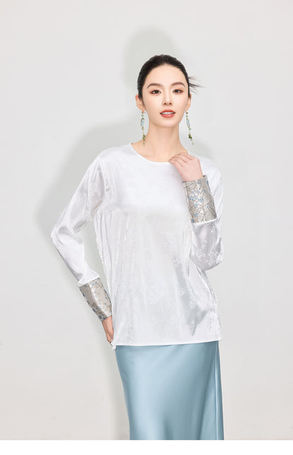 Elegant Spring Jacquard Hollow Shirt for Women