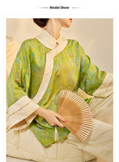 Early Autumn New Chinese Style Silk Lace-Up Short Coat | Retro Thin Top for Women