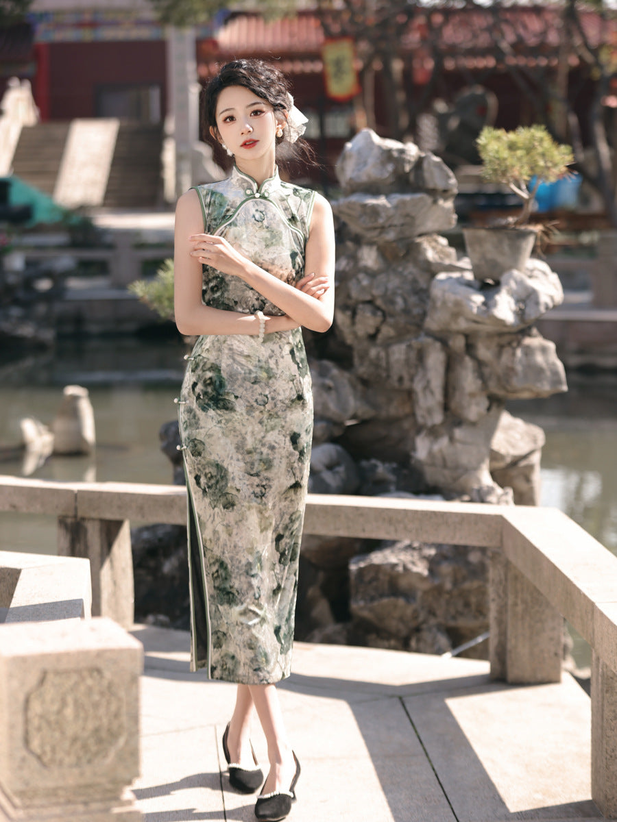 Elegant Sleeveless Cheongsam – Youth Retro High-End Dress