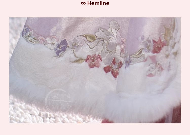 Women's Tang Dynasty Hanfu Winter Embroidered Shirt & Cloak Set