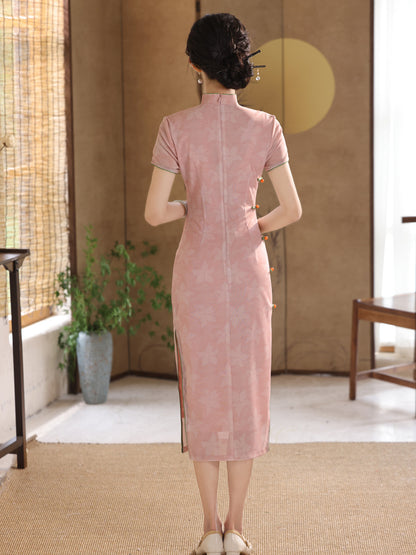 Elegant Pink Cheongsam – Youth Summer 2025 Dress