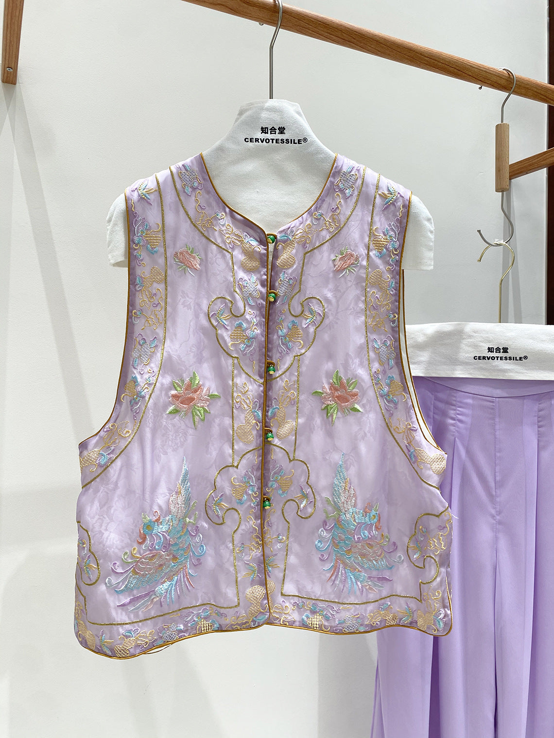 Elegant Silk Vest with Embroidery