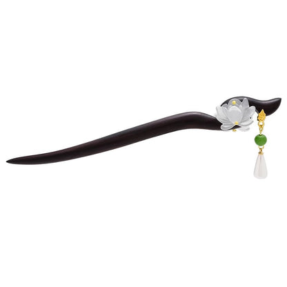 Ancient Style Lotus Sandalwood Hairpin Women Step Shake Tassel Hairpin