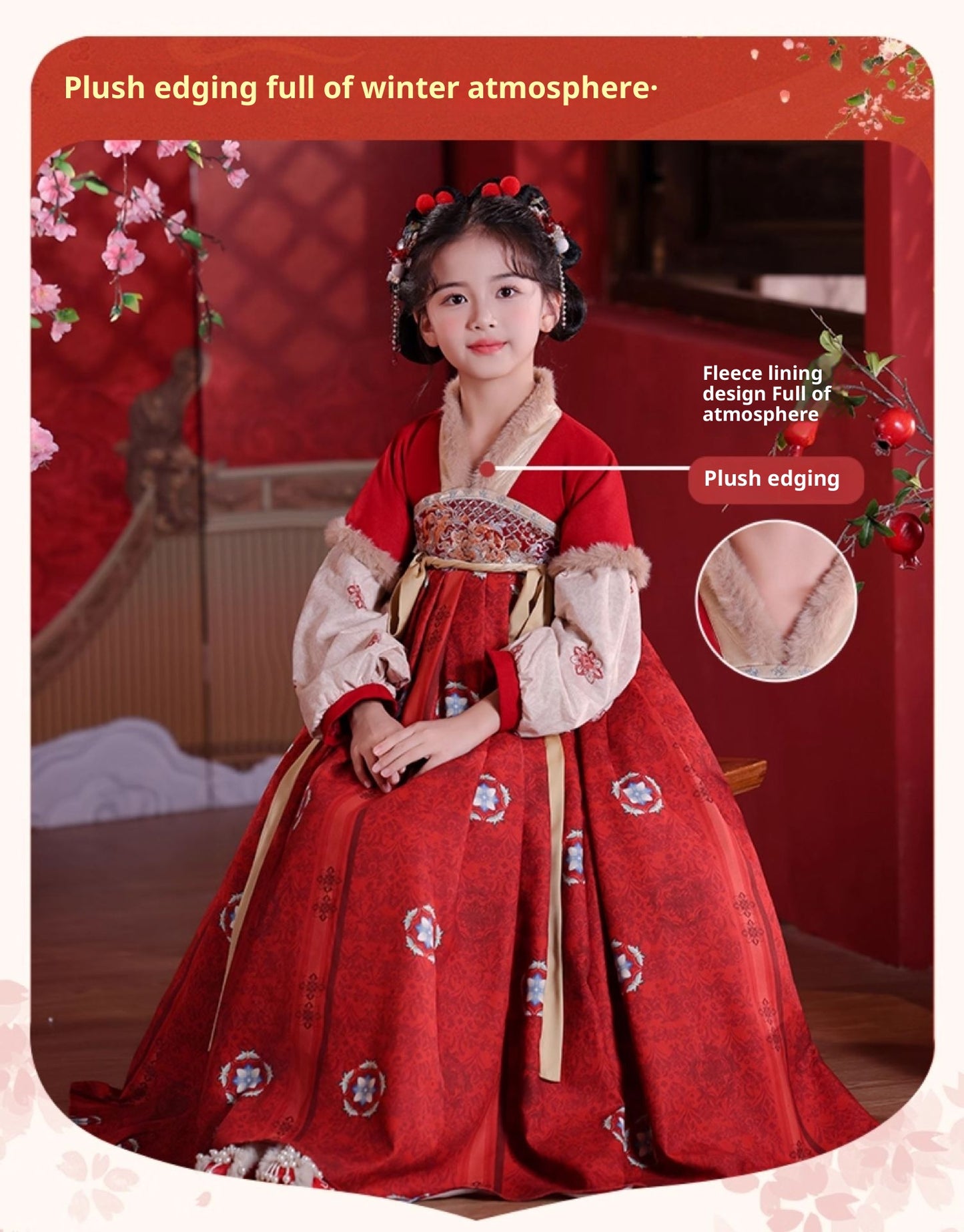 Children’s Winter Hanfu Dress | Elegant Thickened Tang Suit Cheongsam for New Year