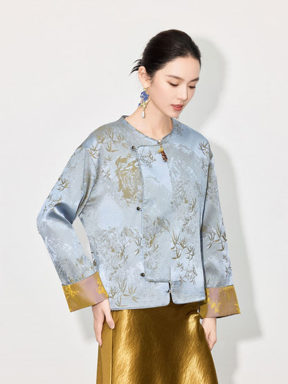 High-End Elegant Jacquard Long Sleeve Top