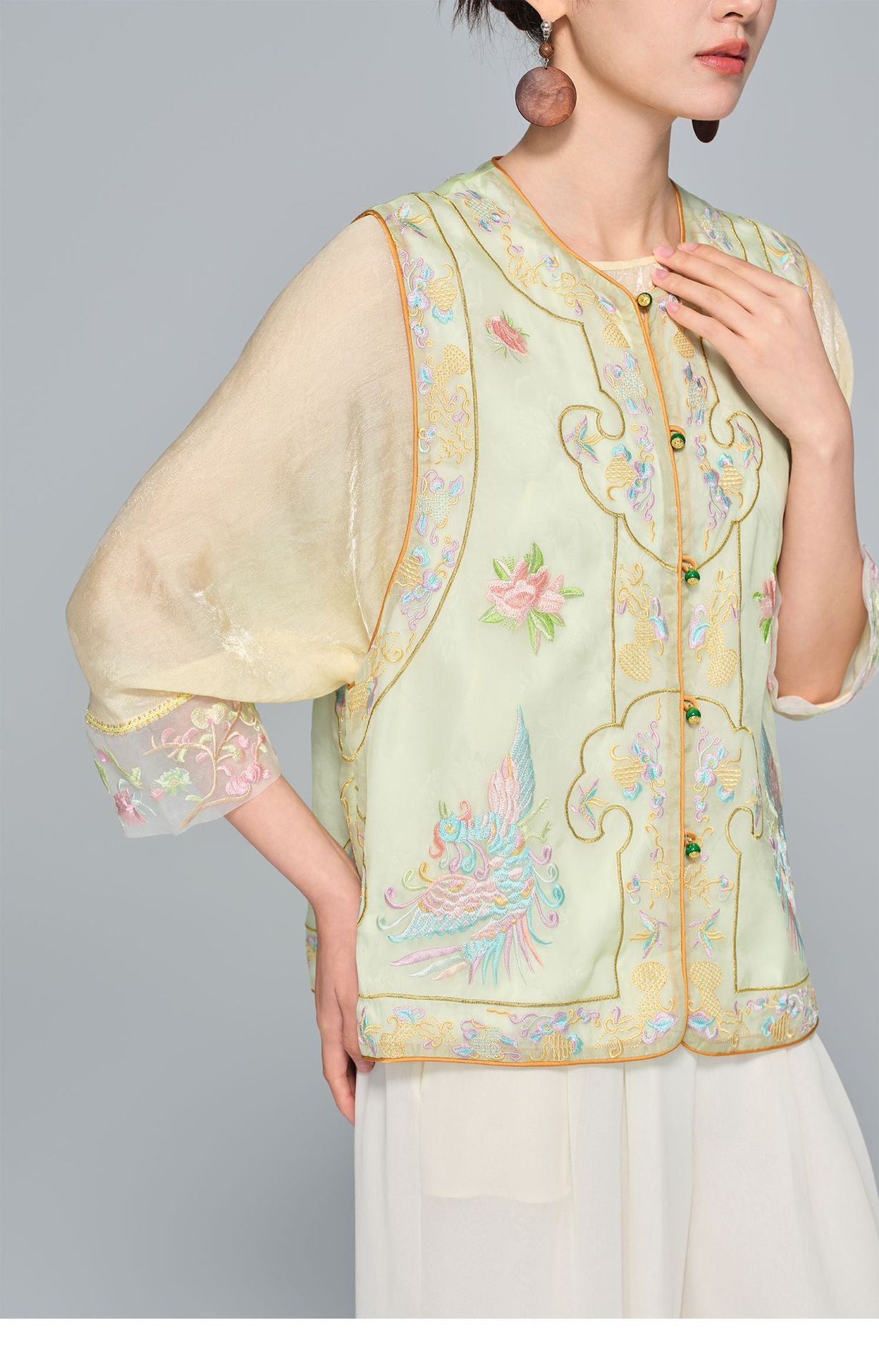 Elegant Silk Vest with Embroidery