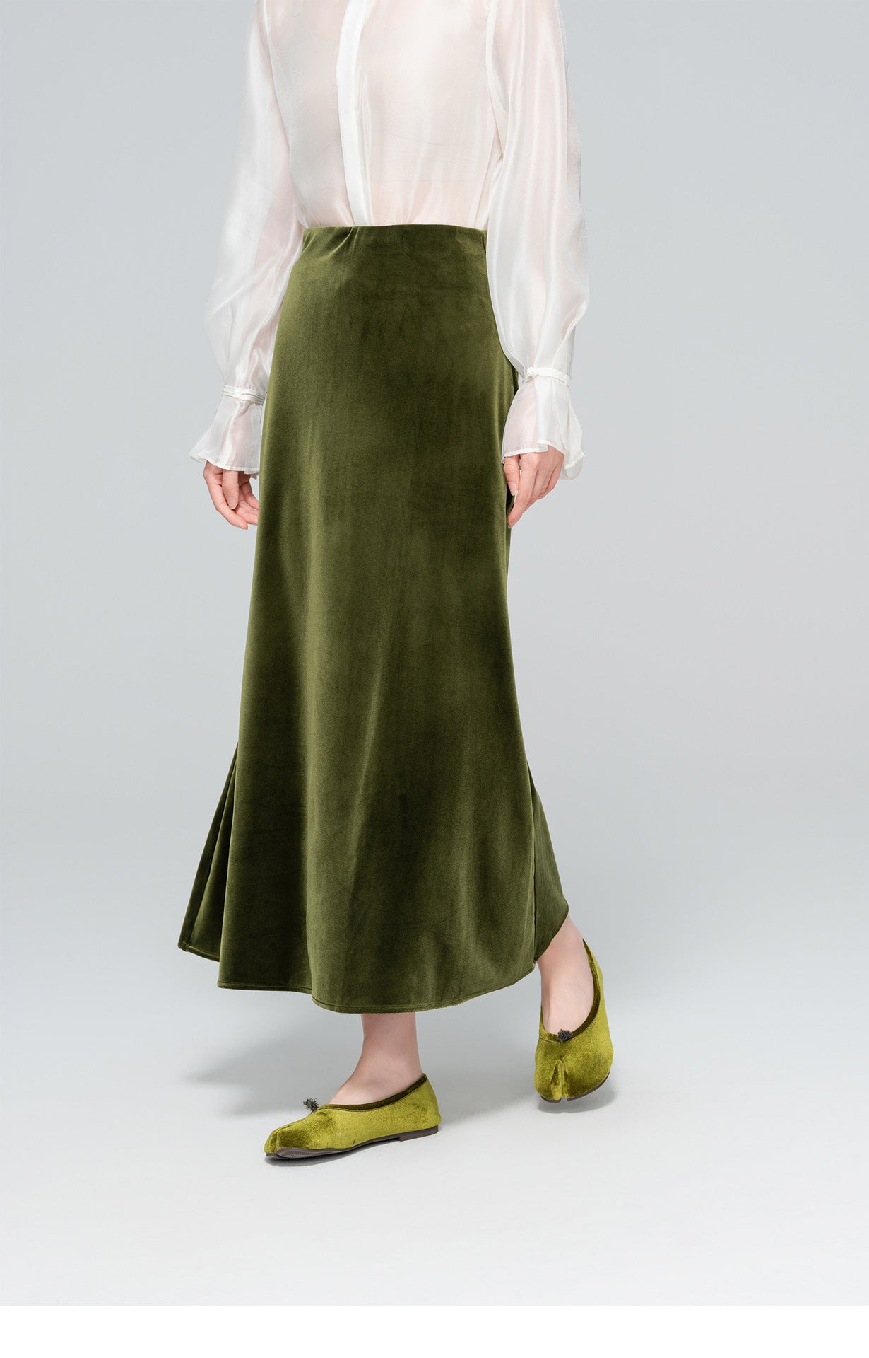 Velvet Draped Glossy Skirt for Women, Elegant Slimming Design