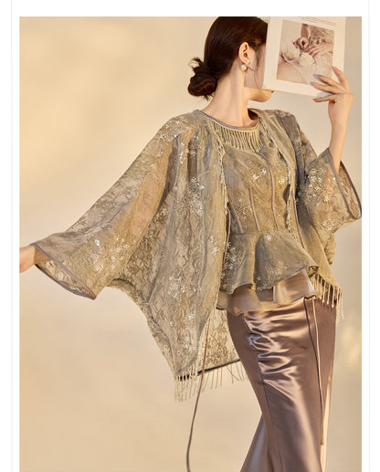 Elegant National Style Jacquard Beaded Embroidery Women's Set