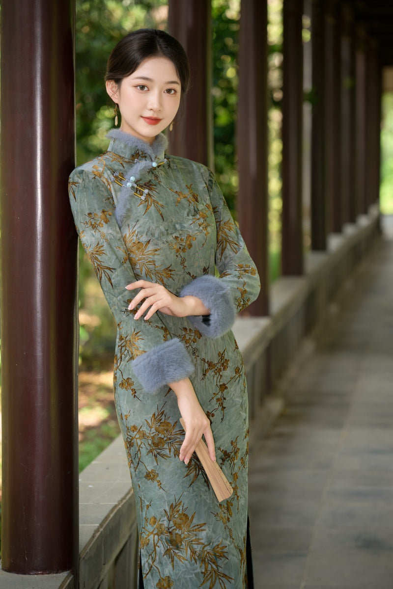 Old Shanghai Style Qipao – Elegant Autumn Winter Daily Wear