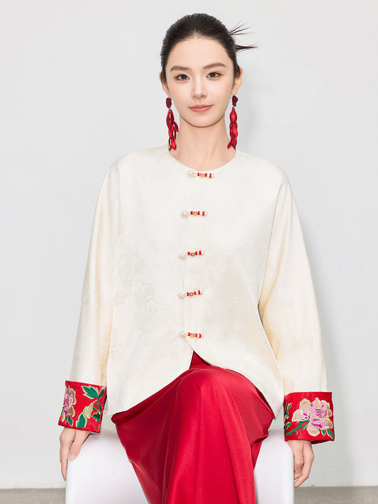 Stylish National Style Embroidered Top for Women