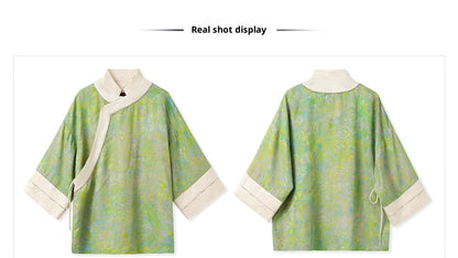 Early Autumn New Chinese Style Silk Lace-Up Short Coat | Retro Thin Top for Women