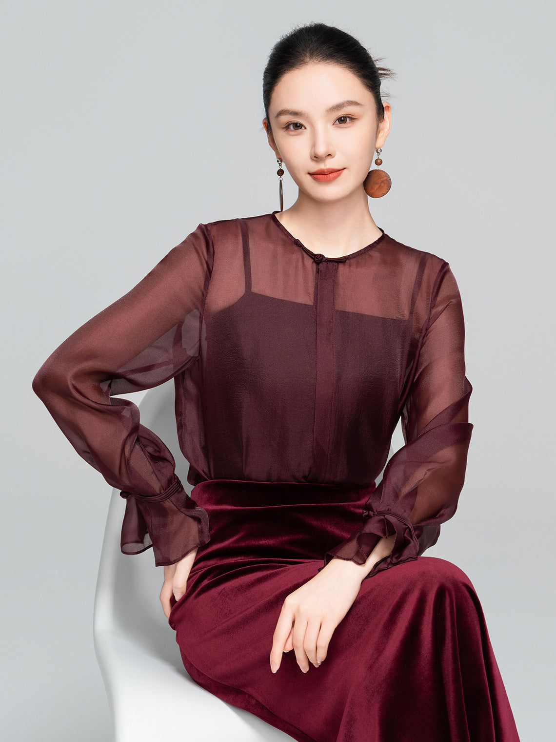 High-End Lightweight Flared Sleeve Blouse for Women