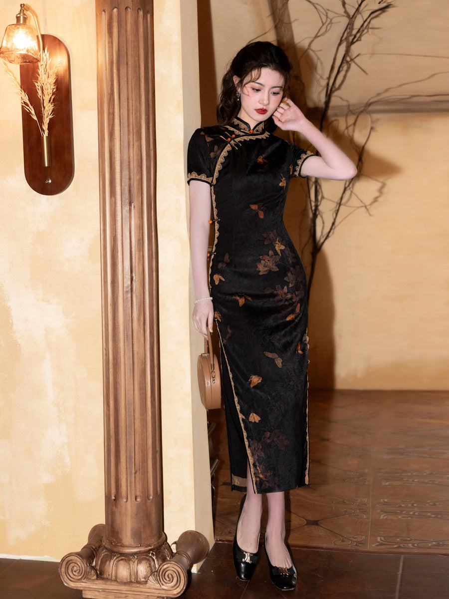 Black Dream Cheongsam – Youth High-End Slim Fit Dress