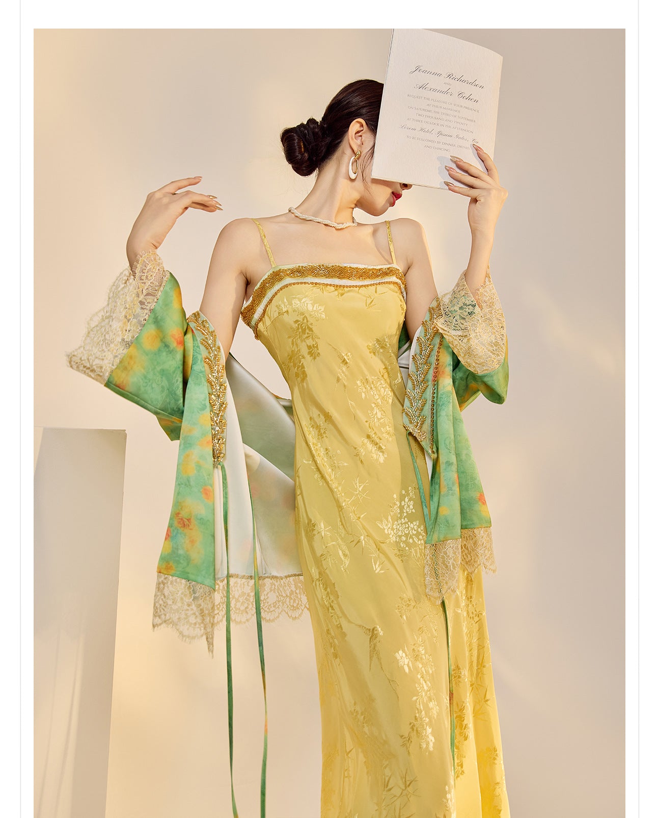 Elegant New Chinese Embroidered Jacquard Cardigan & Strap Dress Set