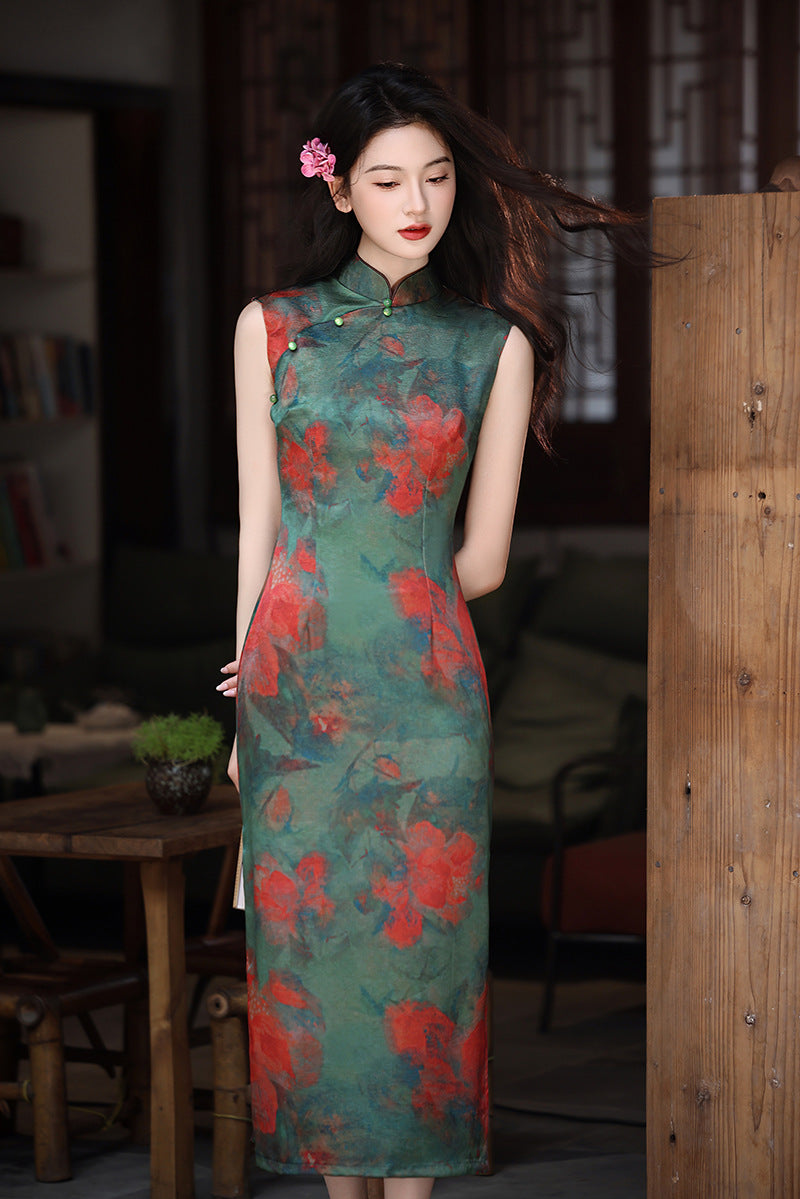 Elegant Sleeveless Cheongsam – Youth Retro High-End Dress
