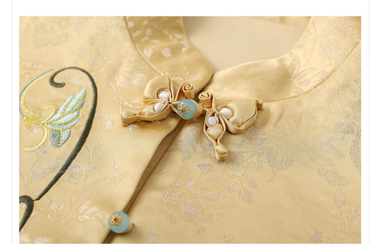 High-End Embroidery Stand Collar Vest & Jacquard Mermaid Skirt