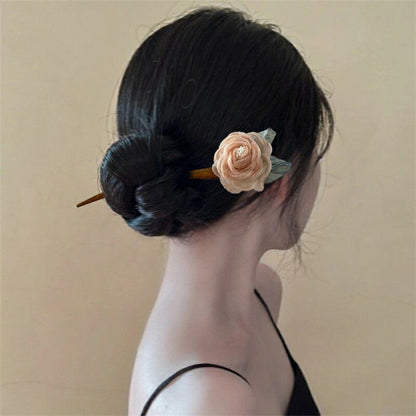Purple Rose Hairpin Summer Mesh Flower Ancient Style Hair Accessory