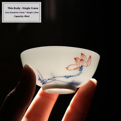 Hand-Painted Blue and White Porcelain Master Tea Cup Jingdezhen