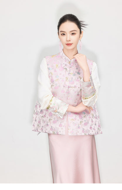 Stylish Retro Jacquard Vest Top for Women